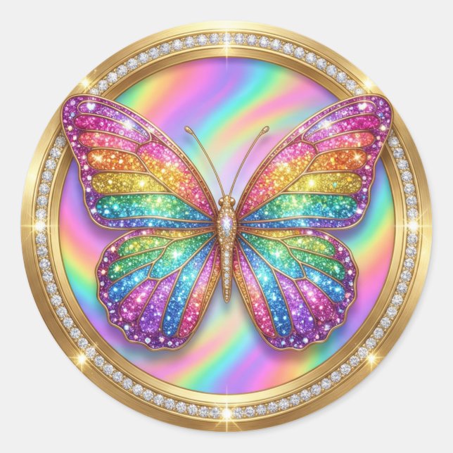 Adesivo Luxury Rainbow Glitter Butterfly  (Frente)