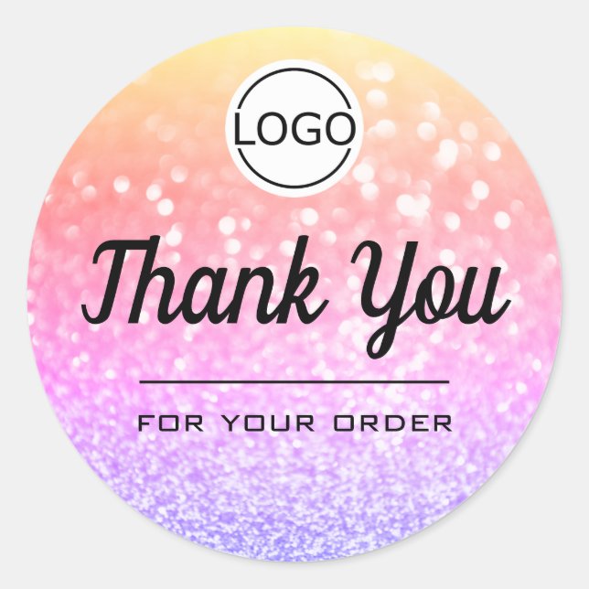 Adesivo Luxury Rainbow Glitter Elegante Simples Obrigado (Frente)