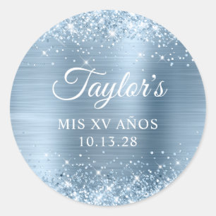 Adesivo Luz Azul Brilhante Foil Mis XV Anos