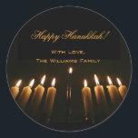 Adesivo Luz de Hanukkah Feliz As Luzes Menorah Viram Chanu<br><div class="desc">Feliz Chanucá Lâmpada Menorah Luzes Velas Chanukah Festival de Palavras Vinhetas,  Adicionar Texto e Nome</div>