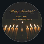 Adesivo Luz de Hanukkah Feliz As Luzes Menorah Viram Chanu<br><div class="desc">Feliz Chanucá Lâmpada Menorah Luzes Velas Chanukah Festival de Palavras Vinhetas,  Adicionar Texto e Nome</div>