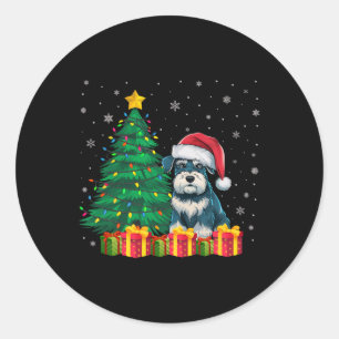 Adesivo Luz de Natal de Schnauzer Santa Hat, Miniatura Úti