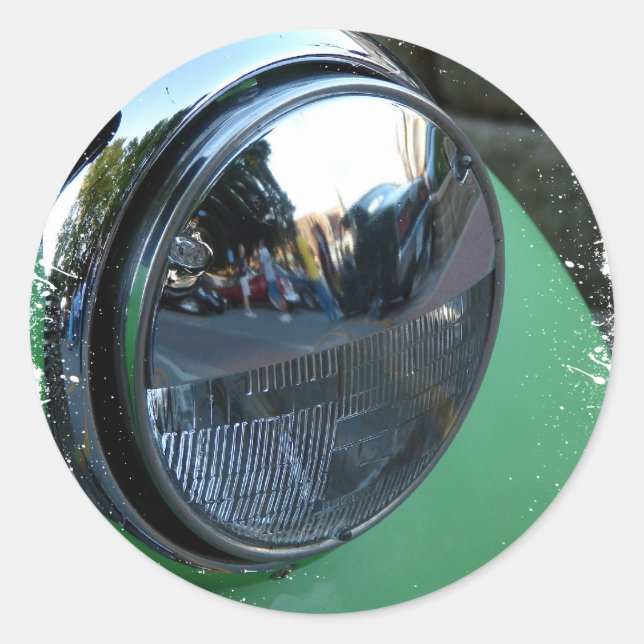 Adesivo Luz de ouvido sobre um Carro vintage verde (Frente)