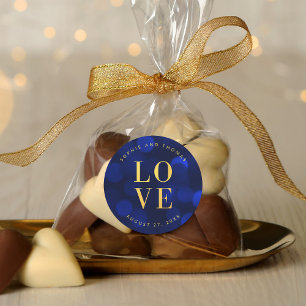 Adesivo Luzes Bokeh Azul Safira Falso Amor Dourado