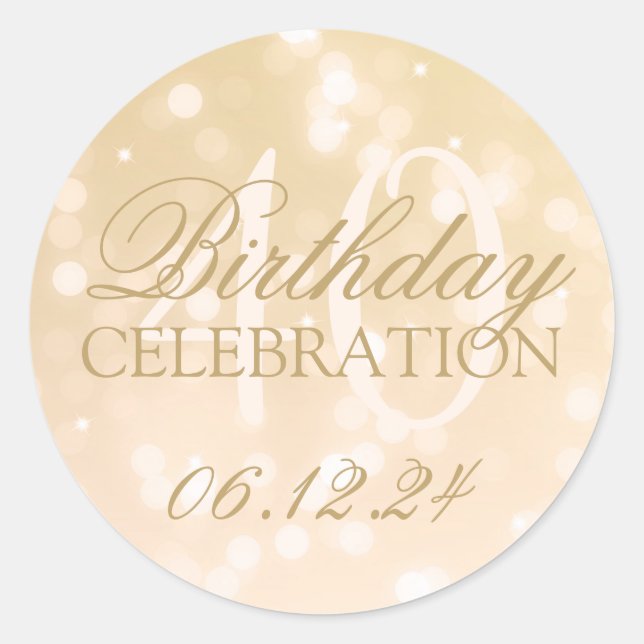 Adesivo Luzes brilhantes do Bokeh Dourado Elegante (Frente)