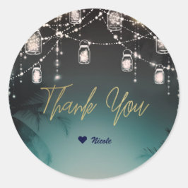 Adesivo Luzes Brilhantes Palmeiras Casamento de Praia Eleg