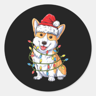 Adesivo Luzes De árvore De Natal Corgi Papai Noel Xmas Men