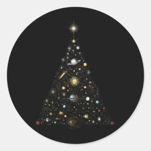 Adesivo Luzes de árvore de Natal do planeta do espaço do s
