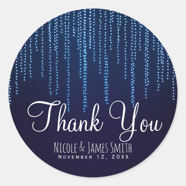 Adesivo Luzes de corda azul esferográfica do casamento no  (Frente)