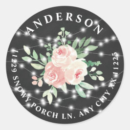 Adesivo Luzes de Corda com Buquê Floral Rosa endereço de d