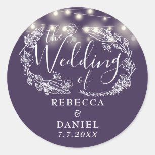 Adesivo Luzes de Corda Florais Roxas Elegantes Casamento