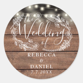 Adesivo Luzes de Corda Floral Rústico Madeira Casamento