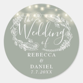 Adesivo Luzes de Corda Floral Verde Sálvia Casamento