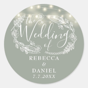 Adesivo Luzes de Corda Floral Verde Sálvia Casamento