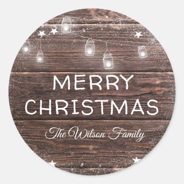 Adesivo Luzes de cordas de férias de madeira russa no país (Frente)