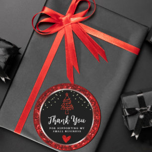 Adesivo Luzes de cordas Obrigado preto e vermelho