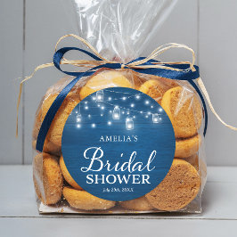 Adesivo Luzes de Mason Jars Chá de panela Azul de Madeira 