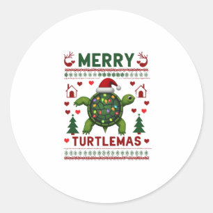Adesivo Luzes De Natal Alegre Turtlemas Tartaruga Fofa Pap