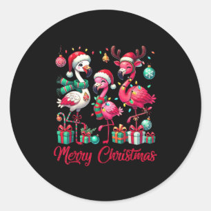 Adesivo Luzes de Natal Alegres Flamingo Chapéu do Papai No