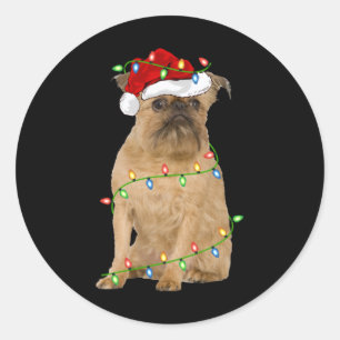 Adesivo Luzes de Natal Chapéu do Papai Noel Cão Griffon de