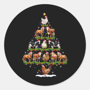 Adesivo Luzes de Natal de Animais Árvore Galinha Vaca Cabr