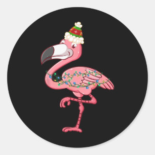 Adesivo Luzes de Natal de Flamingo Exótico Havaiano no Nat