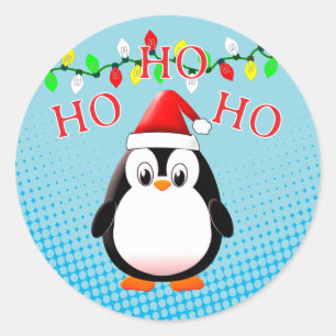 Adesivo Luzes de Natal de Pinguin Santa Hat