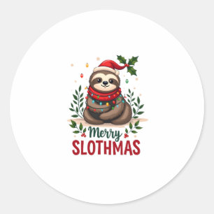 Adesivo Luzes de Natal de Preguiça Engraçadas Feliz Slothm