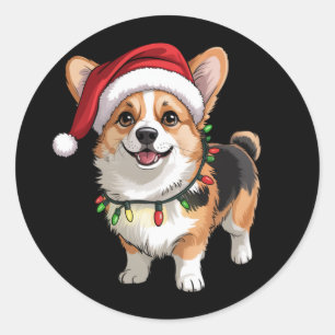 Adesivo Luzes de Natal de Santa Pembroke Welsh Corgi em Ár