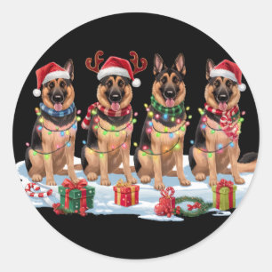 Adesivo Luzes de Natal do german shepherd - Design Adoráve