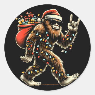 Adesivo Luzes de Natal do Papai Noel Bigfoot Sasquatch Eng