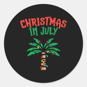 Adesivo Luzes de Natal em Palmeira de Julho Verão Tropical