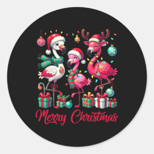 Adesivo Luzes de Natal Flamingo Chapéu do Papai Noel Neve 