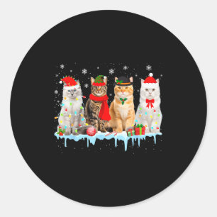 Adesivo Luzes de Natal Gato Engraçado Rena Papai Noel Kit