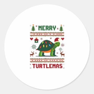 Adesivo Luzes de Natal Merry Turtlemas Tartaruga Fofa Papa