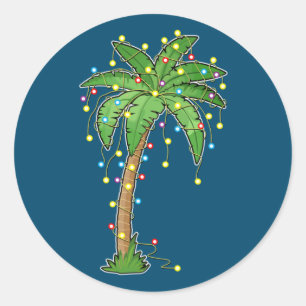Adesivo Luzes de Natal Palm Tree Beach Funny Tropical