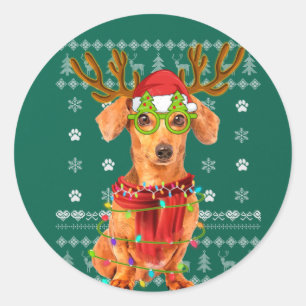 Adesivo Luzes de Natal Sudoríssimas Dachshund Cachorro