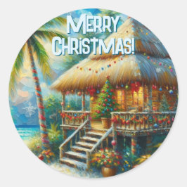 Adesivo Luzes de praia de palmeira de Natal Tropical