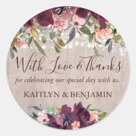 Adesivo Luzes Florais De Madeira Rústica Amor e Obrigados 