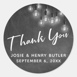 Adesivo Luzes modernas de Chalkboard e Edison Obrigado