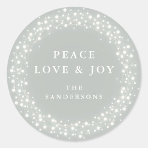 Adesivo Luzes verdes brilham paz amor+Natal alegre