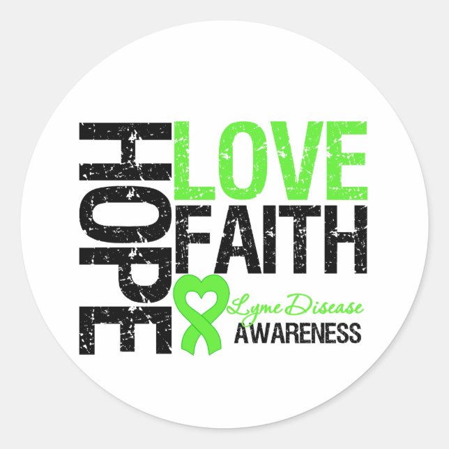Adesivo Lyme Disease Hope Love Faith (Frente)