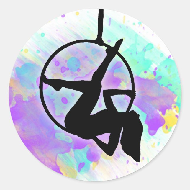 Adesivo Lyra Hoop Aerialista Dancer posando na aquarela (Frente)