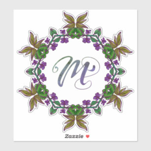 Adesivo M Flores Iniciais Únicas e Bizarre Boho Bonito