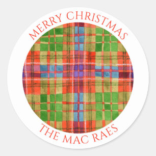 Adesivo MAC RAE TARTAN Grandes selos de envelopes redondos