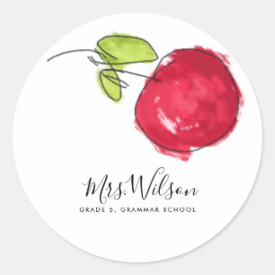 ADESIVO MAÇÃ DESENHADA PELA MÃO DO PROFESSOR DA ESCOLA 