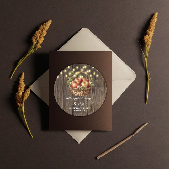 Adesivo Maçã Do Nosso Chá de fraldas De Madeira Floral Com (Criador carregado)