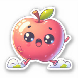 Adesivo maçã kawaii dançante