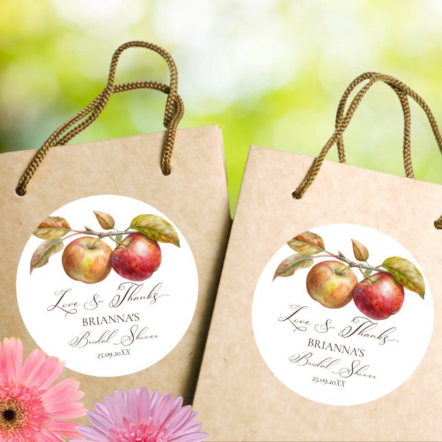 Adesivo Maçã para sempre depois da queda da maçã favor da  (Appley ever after apple fall bridal shower thank you favor stickers fall bridal shower favors)