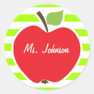 Adesivo Maçã sobre faixas horizontais de Verde limão elétr